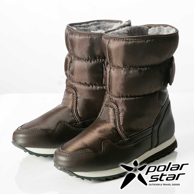 【PolarStar】女保暖雪鞋『棕』P13621 (冰爪 / 內厚鋪毛 /防滑鞋底)
