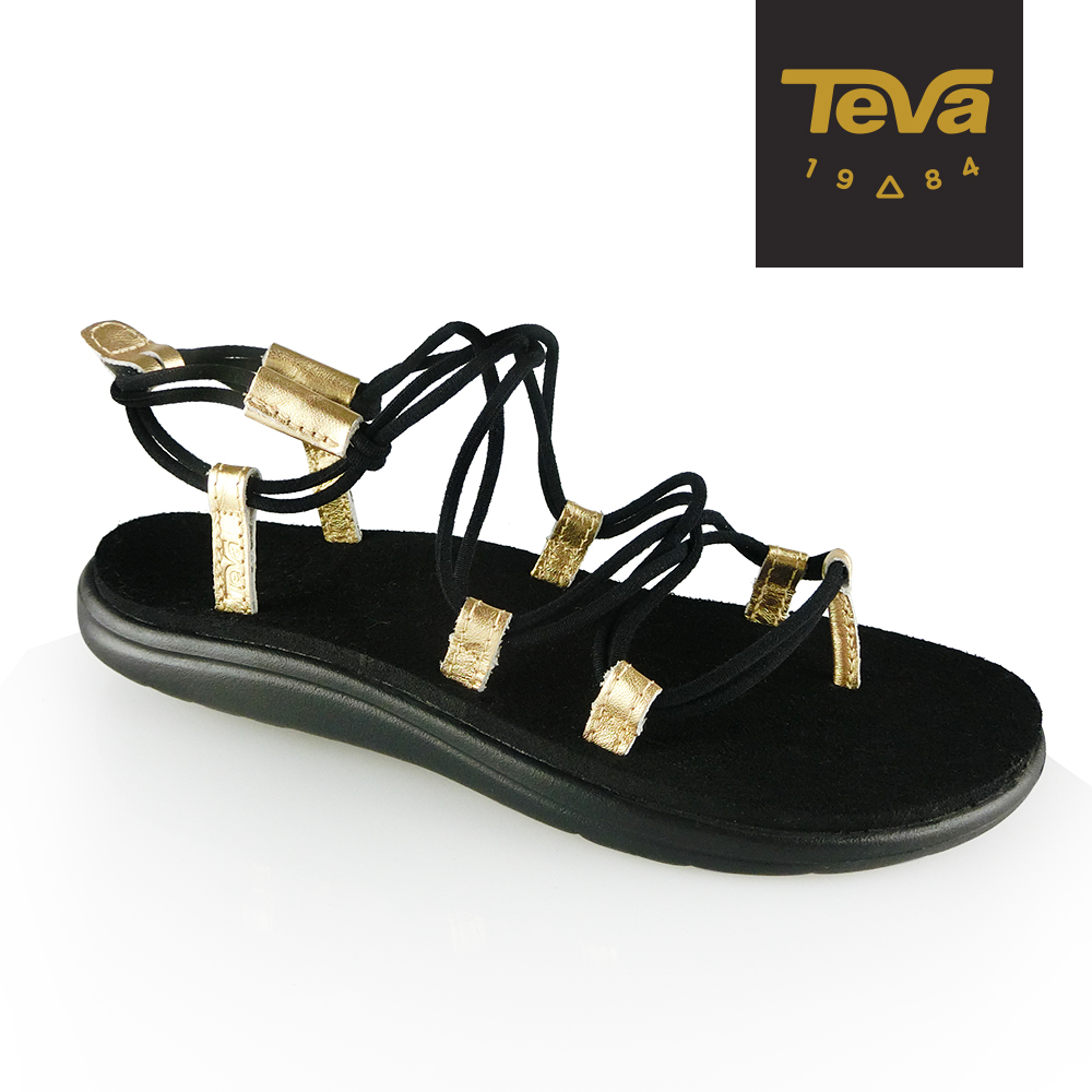【TEVA】原廠貨 女 Voya Infinity 羅馬織帶涼鞋/雨鞋/水鞋(黑金-TV1097852BKGD)