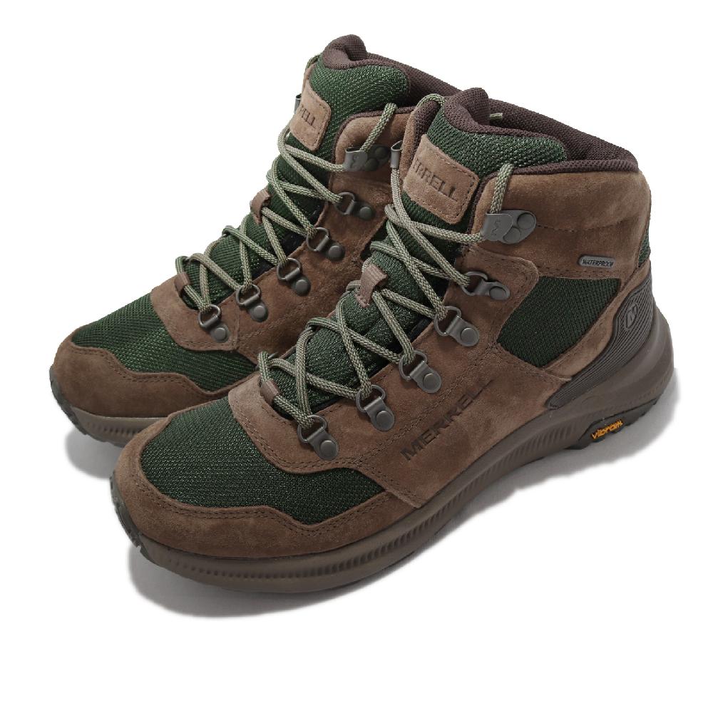 Merrell 戶外鞋 Ontario 85 Mesh WP 男鞋 中筒 防水 支撐 穩定避震 耐磨 黃金大底 棕綠 ML500153
