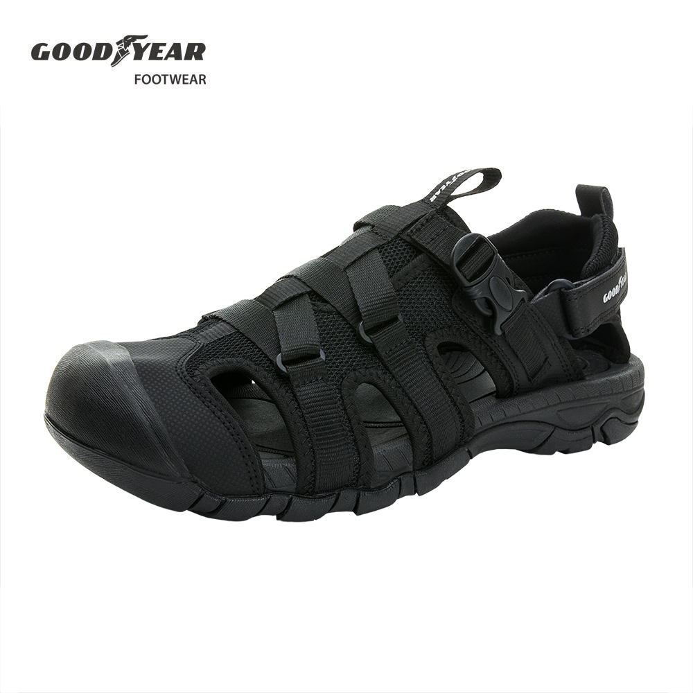 【GOODYEAR 固特異】海豹II 護趾寬楦運動涼鞋/男 戶外 抓地 緩震 護趾 黑(GAMS43740)