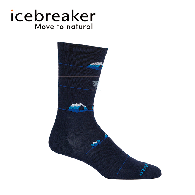 icebreaker IB105305 男 中筒輕薄毛圈都會休閒襪(鄉間小屋)-深藍
