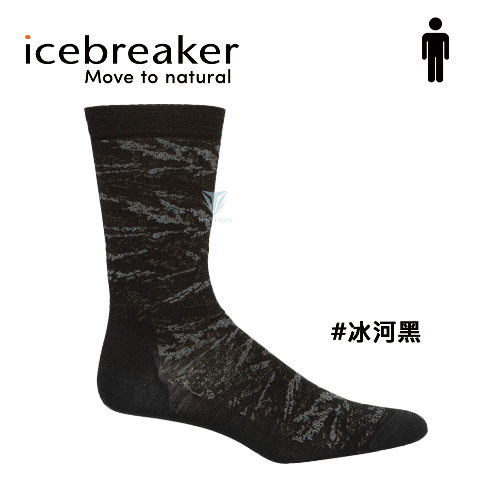 icebreaker IB105301 男 中筒細針織都會休閒襪-冰河黑