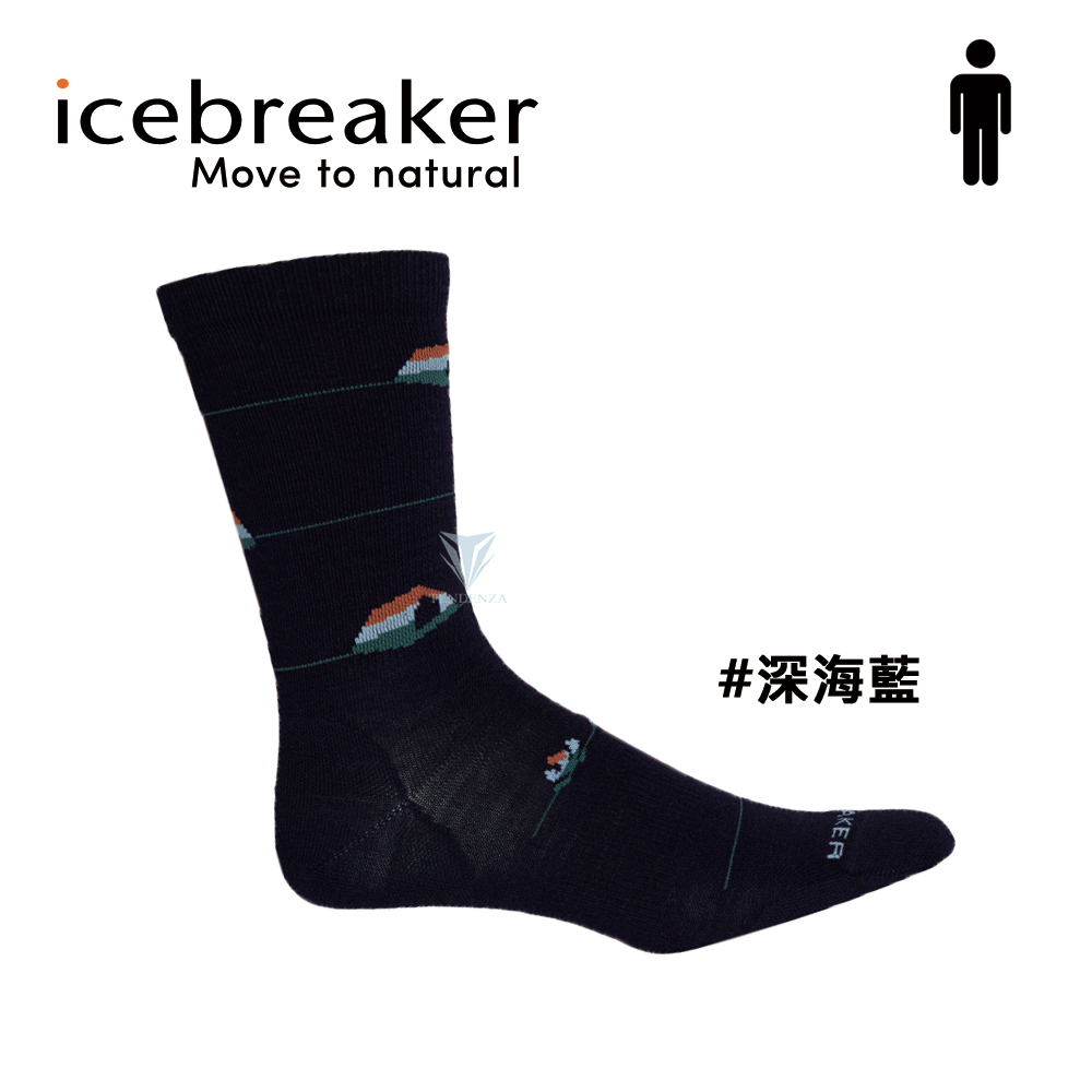 icebreaker IB105305 男 中筒輕薄毛圈都會休閒襪(鄉間小屋)-深海藍