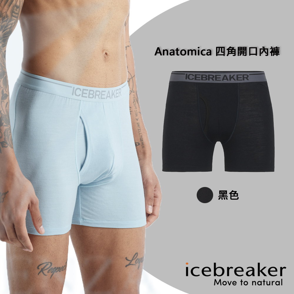 icebreaker IB103030 男 Anatomica 四角開口內褲-BF150-黑
