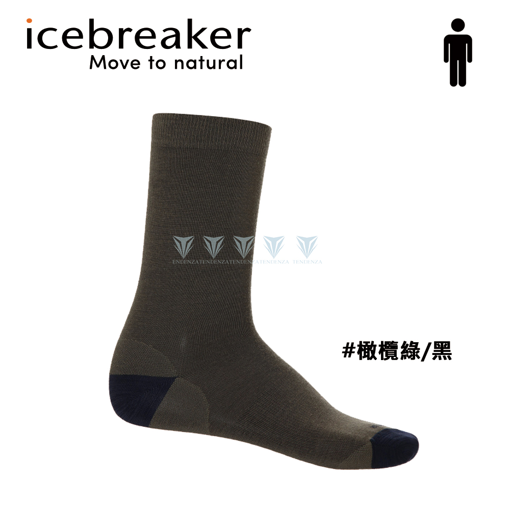 icebreaker IB105116 男 中筒細針織都會休閒襪-橄欖綠/黑