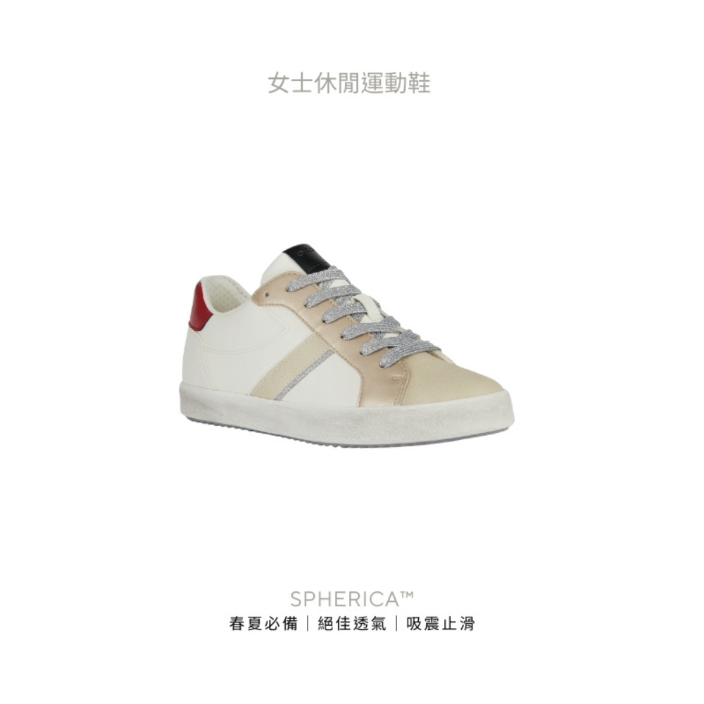 【GEOX】2024夏季新款｜女士休閒運動鞋｜白色 SPHERICA™ GW4S109-07