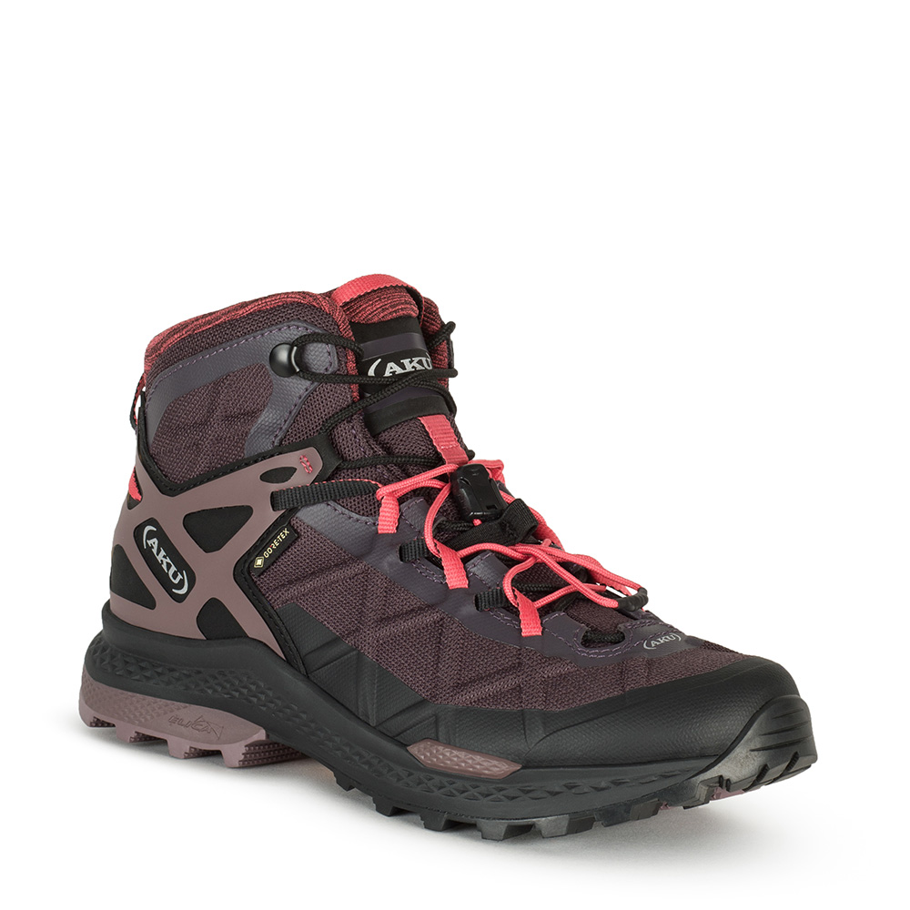 【AKU】女 中筒 輕量雙鞋帶鯊齒登山健行鞋 暗紫 ROCKET MID DFS GTX
