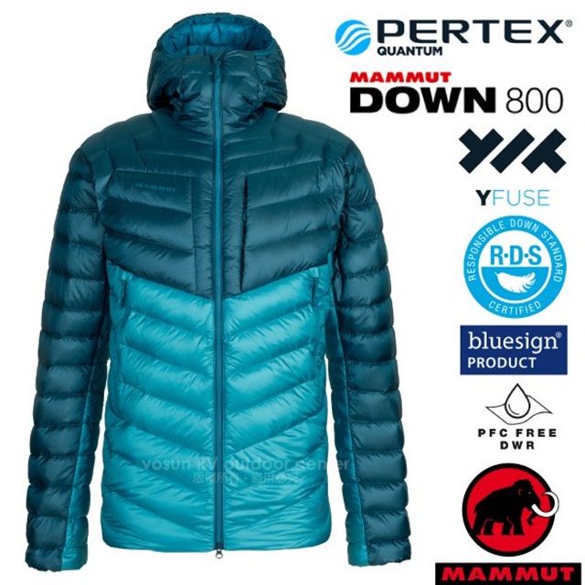 【MAMMUT 長毛象】男款 Broad Peak IN 輕量保暖防風防潑連帽羽絨外套 1013-00260-50255 藍寶石/水鴨藍
