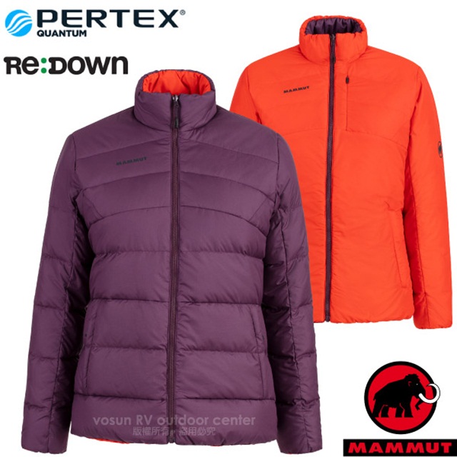 【MAMMUT 長毛象】女新款 Whitehorn 輕量保暖正反兩穿羽絨外套 1013-01090-6384 黑莓紫/辛辣紅