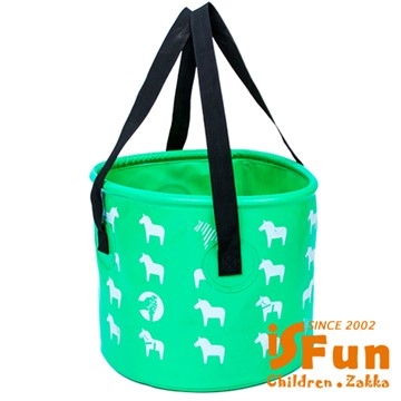 【iSFun】露營戲水＊動物大容量摺疊水桶袋/綠12L