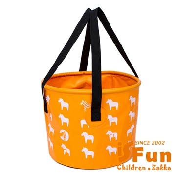 【iSFun】露營戲水＊動物大容量摺疊水桶袋/橘12L