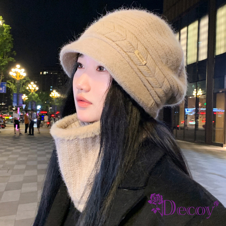 【Decoy】加厚毛絨＊針織秋冬保暖護耳帽+脖圍