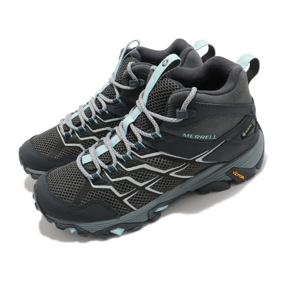 Merrell 登山鞋 Moab FST 2 Mid GTX 灰 藍 黃金大底 防水 高筒 女鞋 ML500094