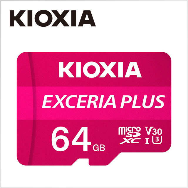 KIOXIA EXCERIA PLUS Micro SDXC UHS-I (U3/V30/A1) 64GB 記憶卡 (臺灣製造 / 附轉卡)