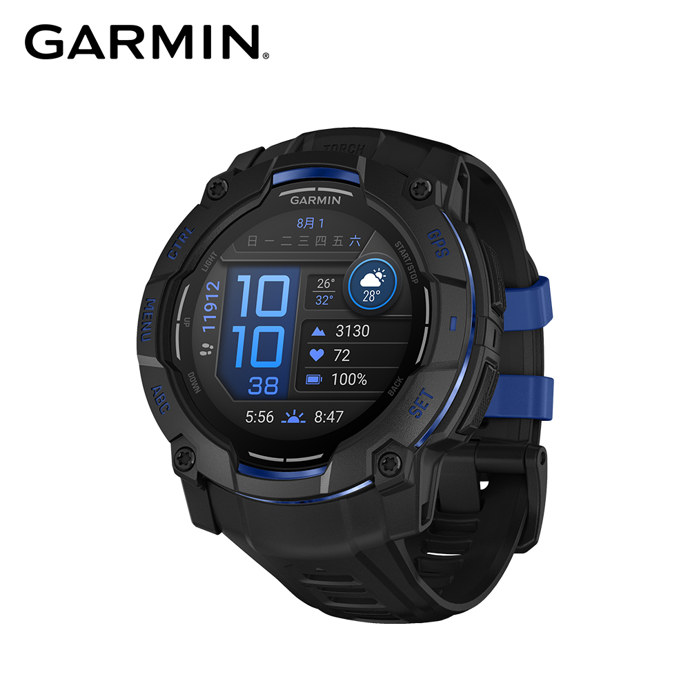 GARMIN INSTINCT 3 AMOLED 本我系列GPS腕錶 50mm 黑夜電光藍