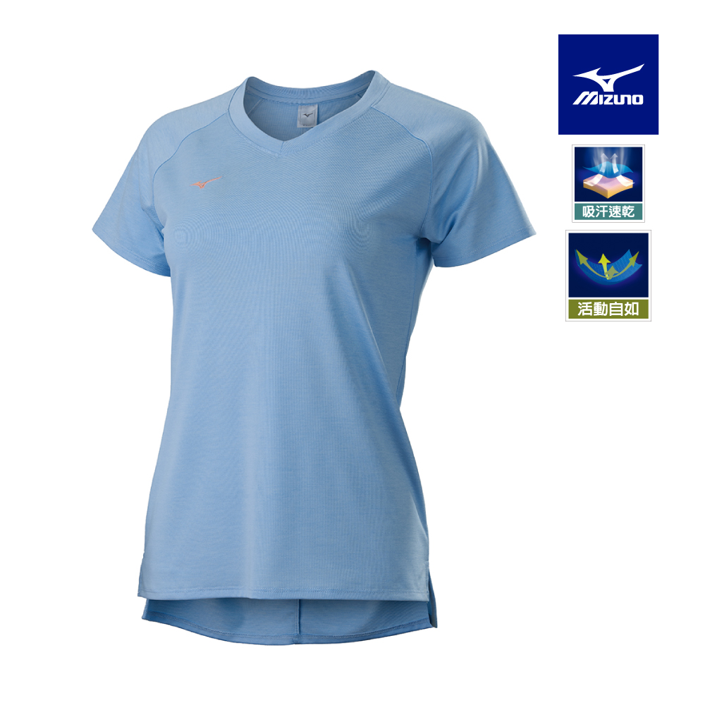 【MIZUNO 美津濃】女瑜珈短袖T恤 K2TAB20221（淺藍）
