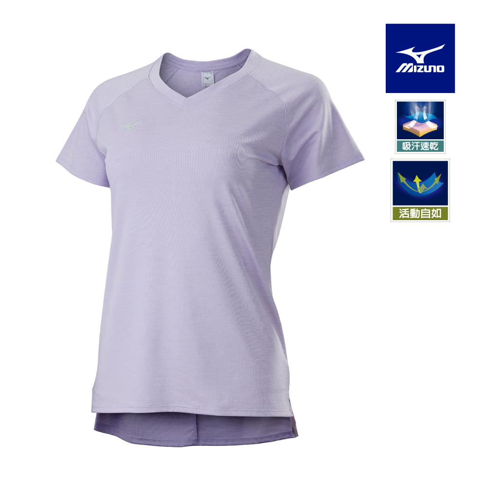 【MIZUNO 美津濃】女瑜珈短袖T恤 K2TAB20269（粉紫）