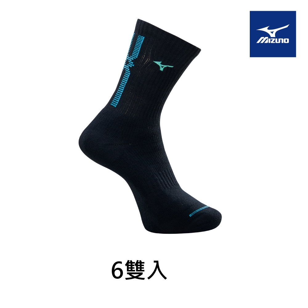 【MIZUNO 美津濃】男運動厚底襪 6雙入 32TXA00792Q（黑x藍）