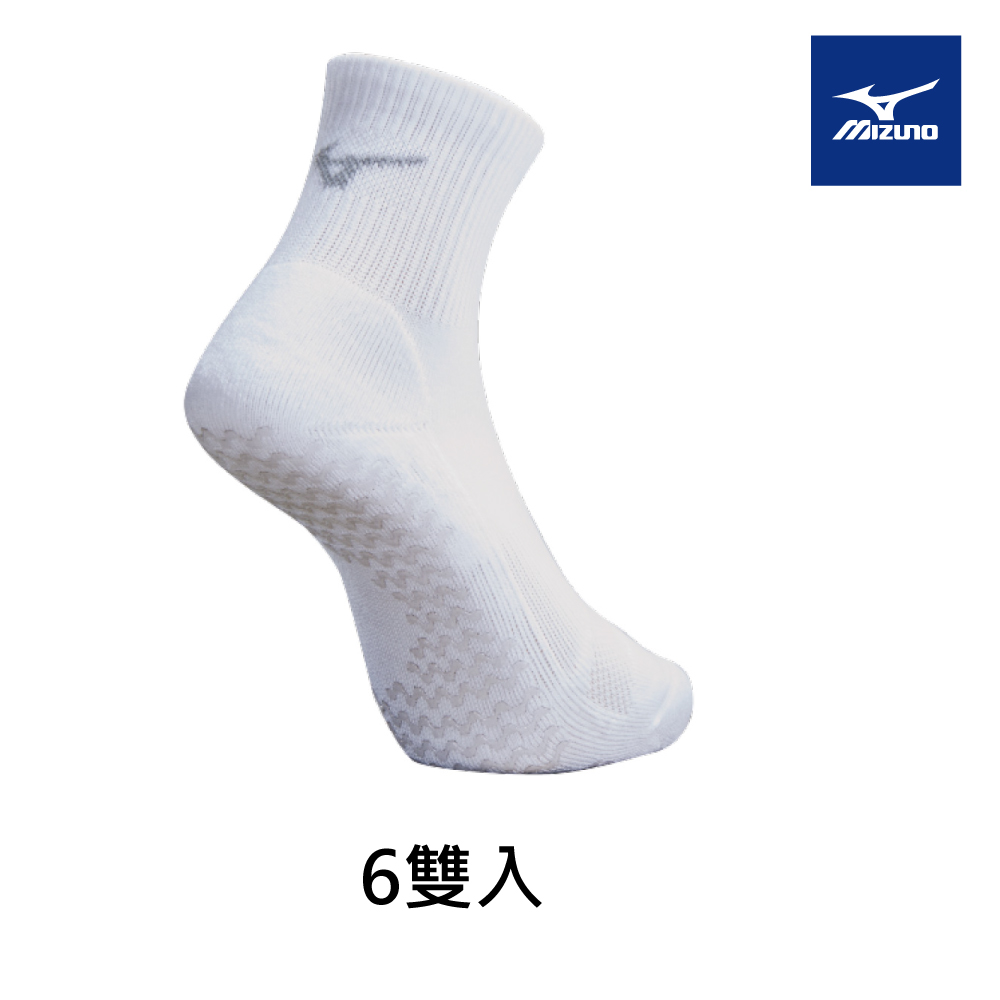 【MIZUNO 美津濃】男網羽桌厚底襪 6雙入 62TX025101Q（白x灰）