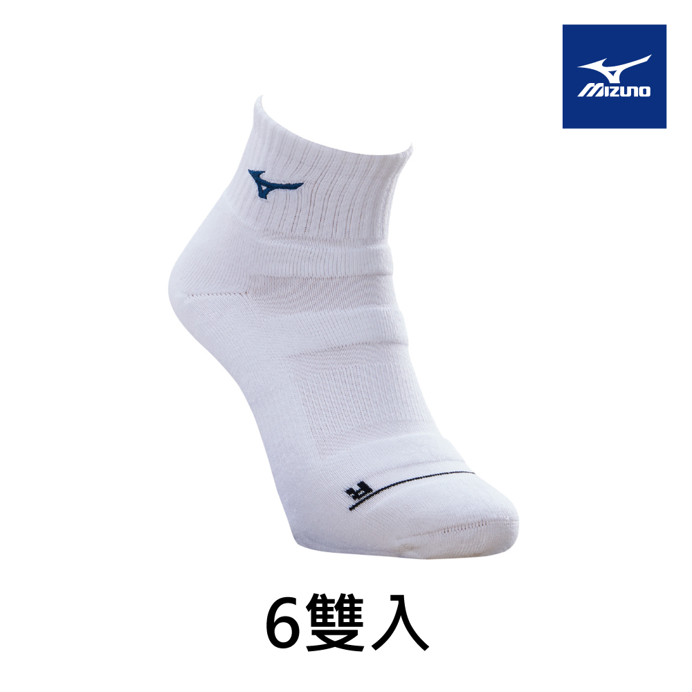 【MIZUNO 美津濃】男運動厚底短襪 6雙入 32TXB00114Q（白x深藍）