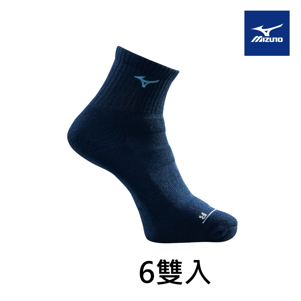 【MIZUNO 美津濃】男運動厚底短襪 6雙入 32TXB00129Q（深藍x藍）