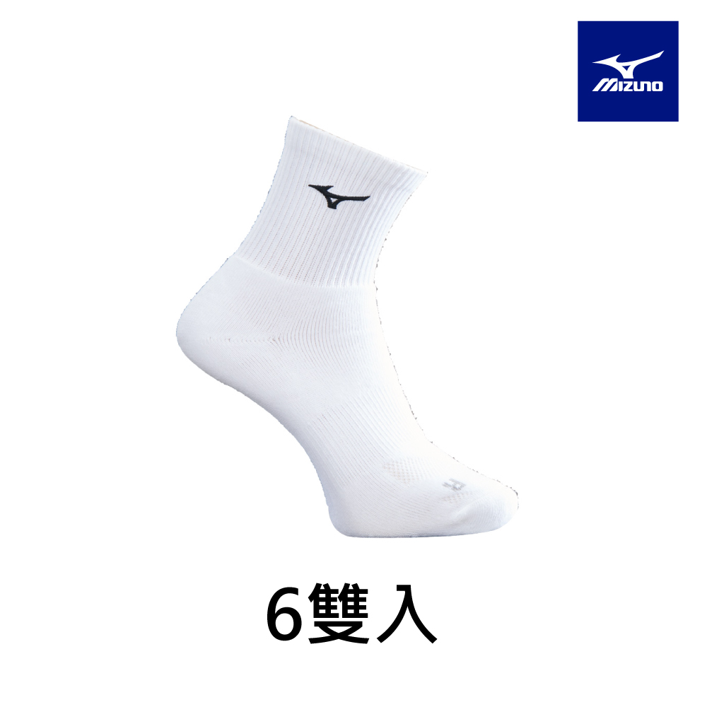 【MIZUNO 美津濃】男網羽桌厚底襪 6雙入 62TXB91001Q（白）