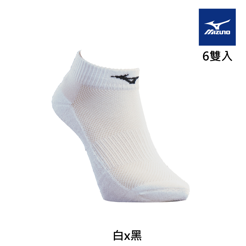 【MIZUNO 美津濃】男運動厚底短襪 6雙入 32TXA70301Q（白x黑）