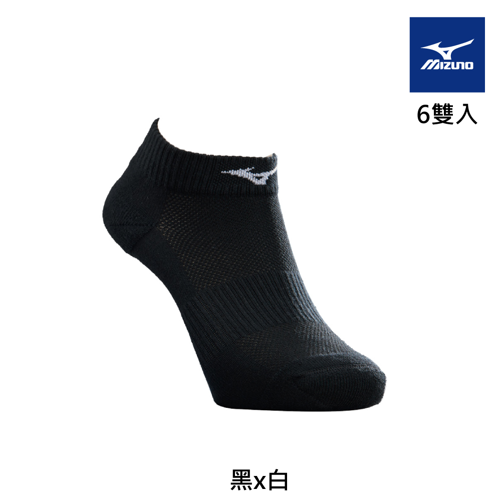 【MIZUNO 美津濃】男運動厚底短襪 6雙入 32TXA70309Q（黑x白）