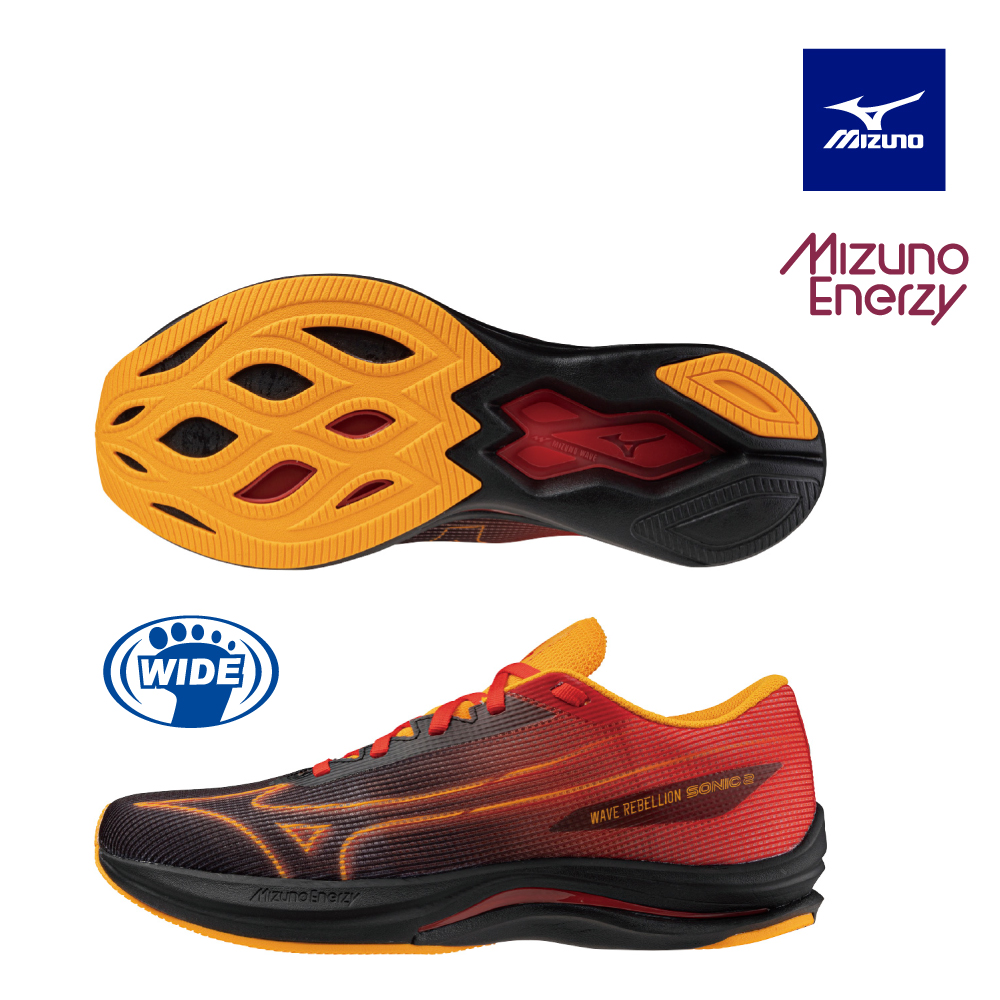 【MIZUNO 美津濃】WAVE REBELLION SONIC 2 一般型寬楦男款路跑鞋 J1GC242701