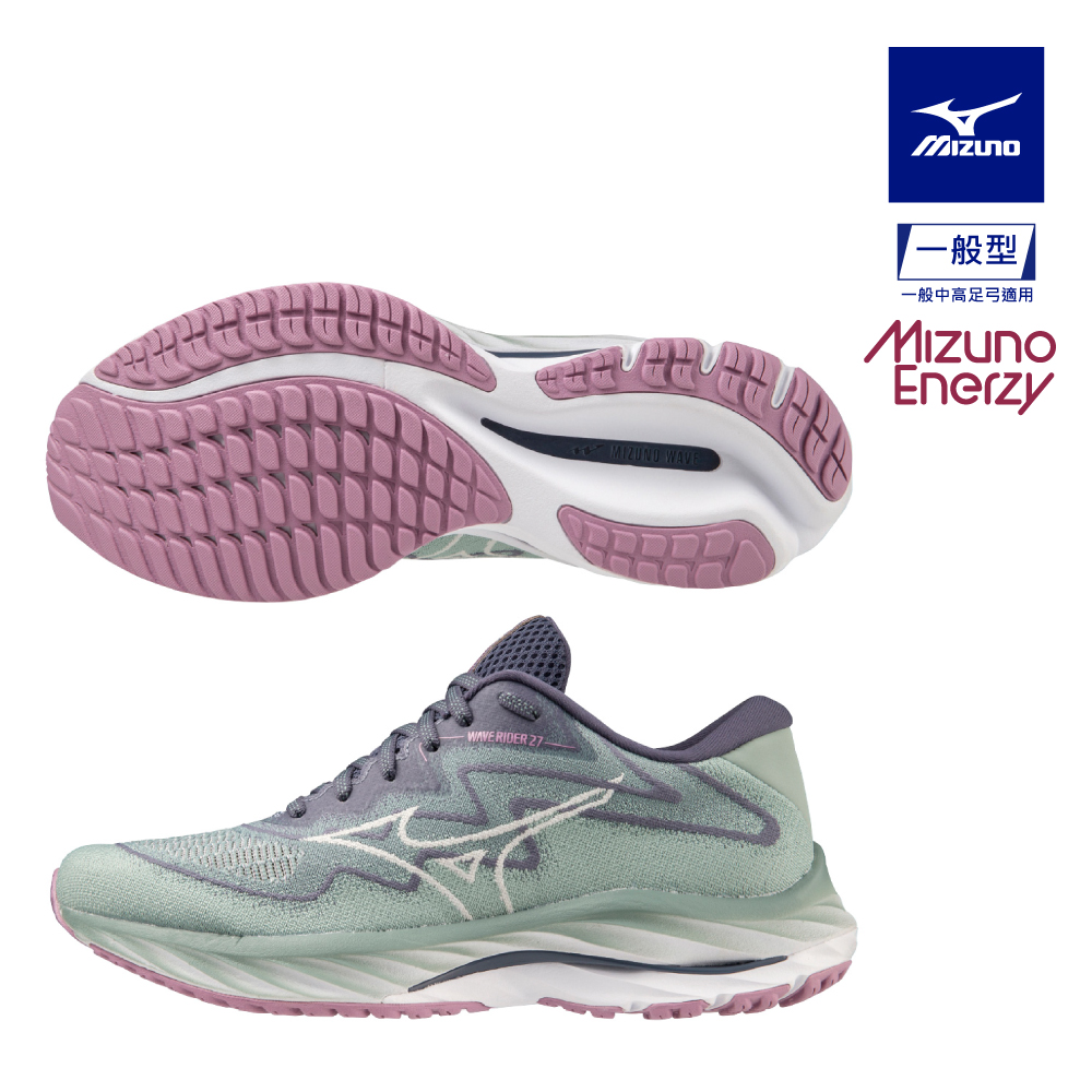 【MIZUNO 美津濃】WAVE RIDER 27 SSW 平織網布一般型女款慢跑鞋 J1GD237524