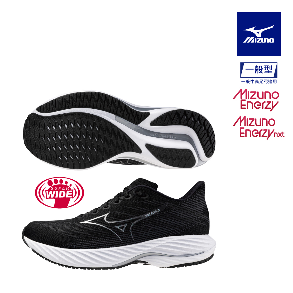 【MIZUNO 美津濃】WAVE RIDER 28 一般型男款慢跑鞋 J1GC240402