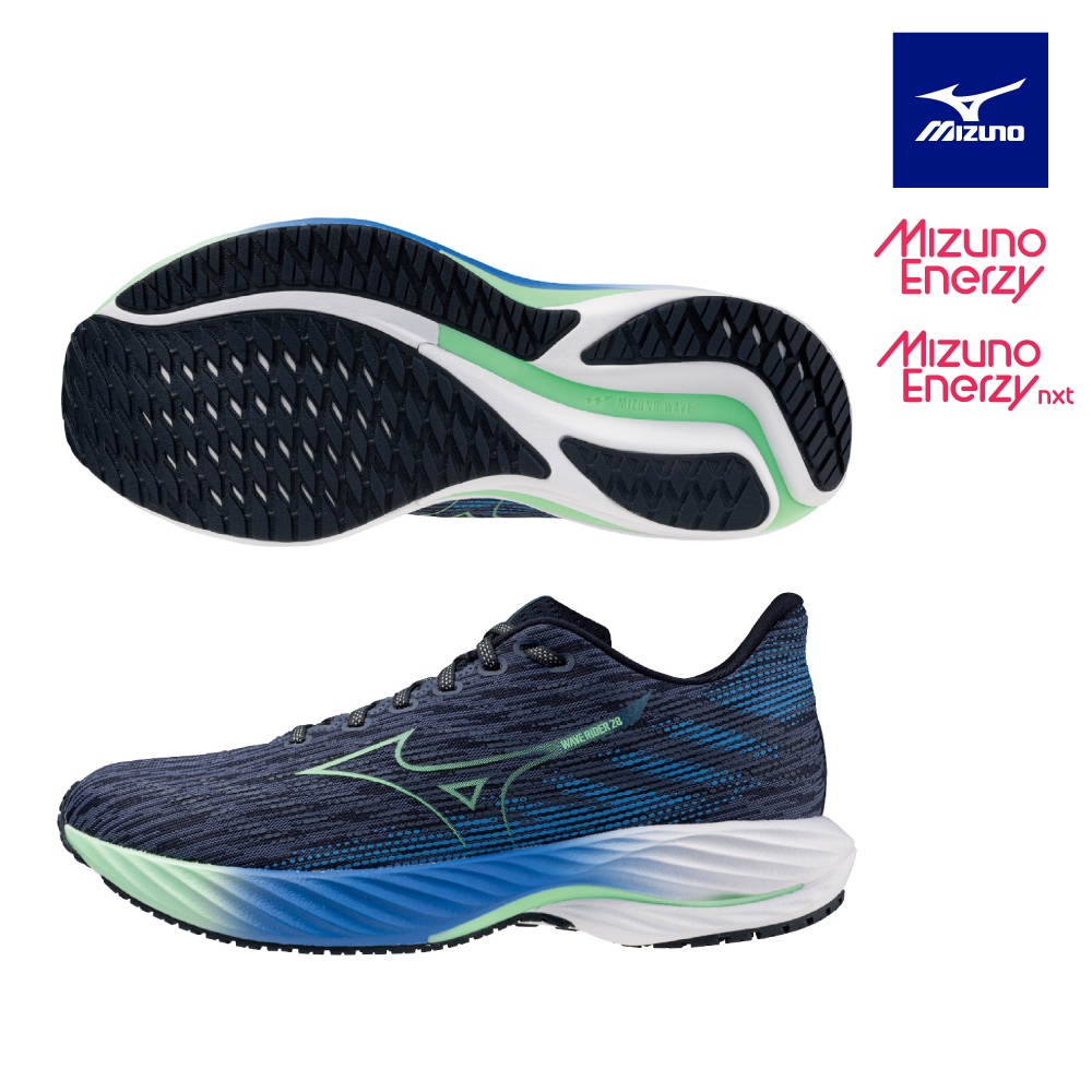 【MIZUNO 美津濃】WAVE RIDER 28 一般型男款慢跑鞋 J1GC240351