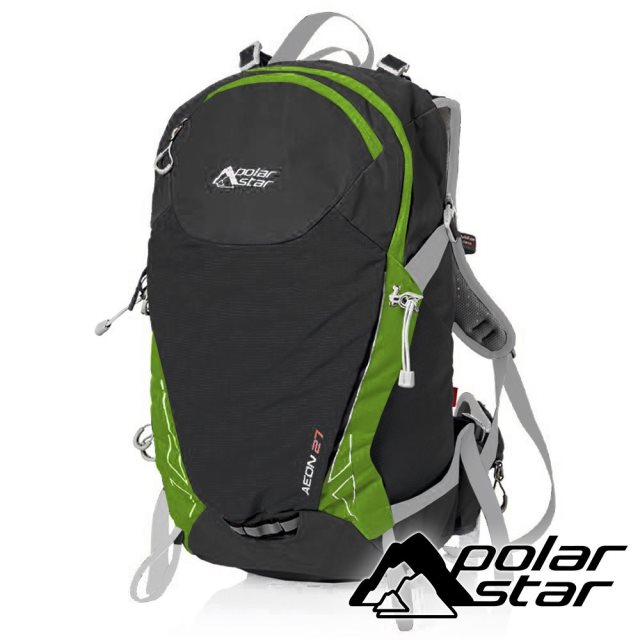 【PolarStar】透氣健行背包27L『黑/綠』P20814