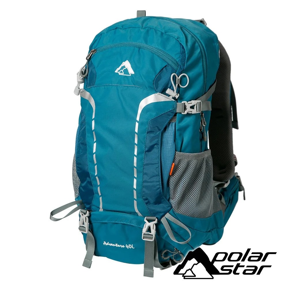 【PolarStar】透氣網架健行背包40L『藍綠』P22754