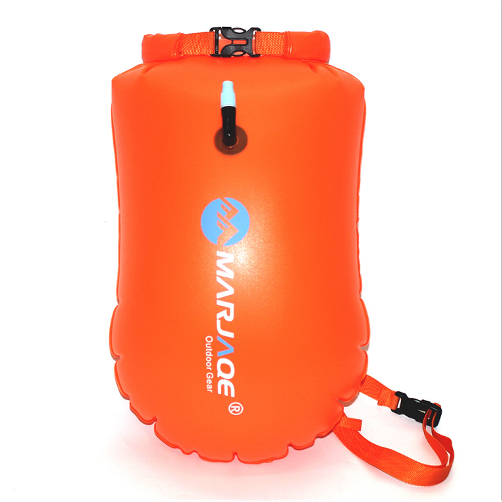 PUSH!戶外用品可充氣漂流袋跟屁救生包救援游泳包防水桶包20L P132橙色