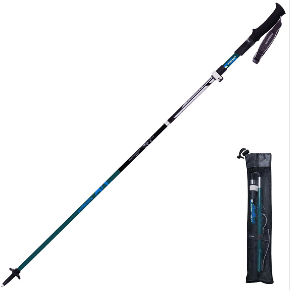 PUSH!戶外用品 登山杖 可伸縮外鎖5節折疊手杖 登山裝備P138藍黑色