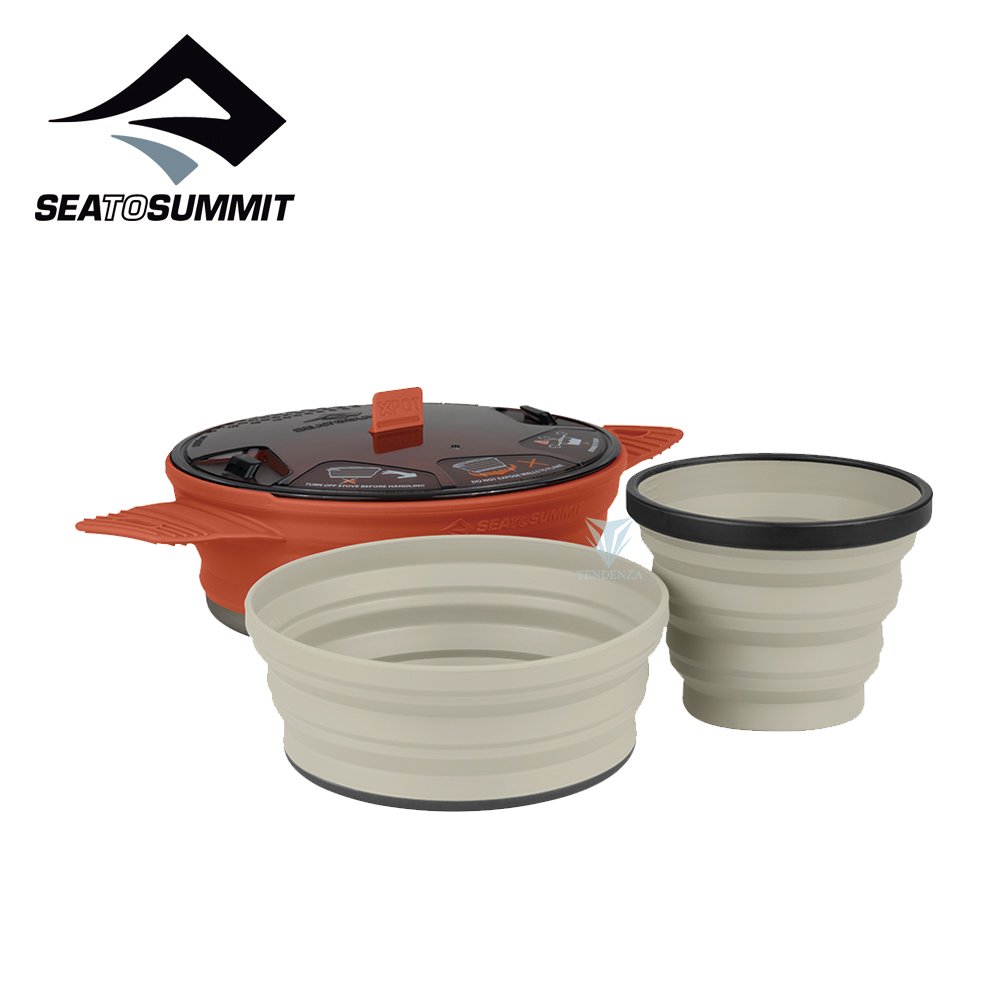 Sea to summit X-摺疊餐具組21 號(1.4L鍋、1碗、1杯) 鐵鏽紅