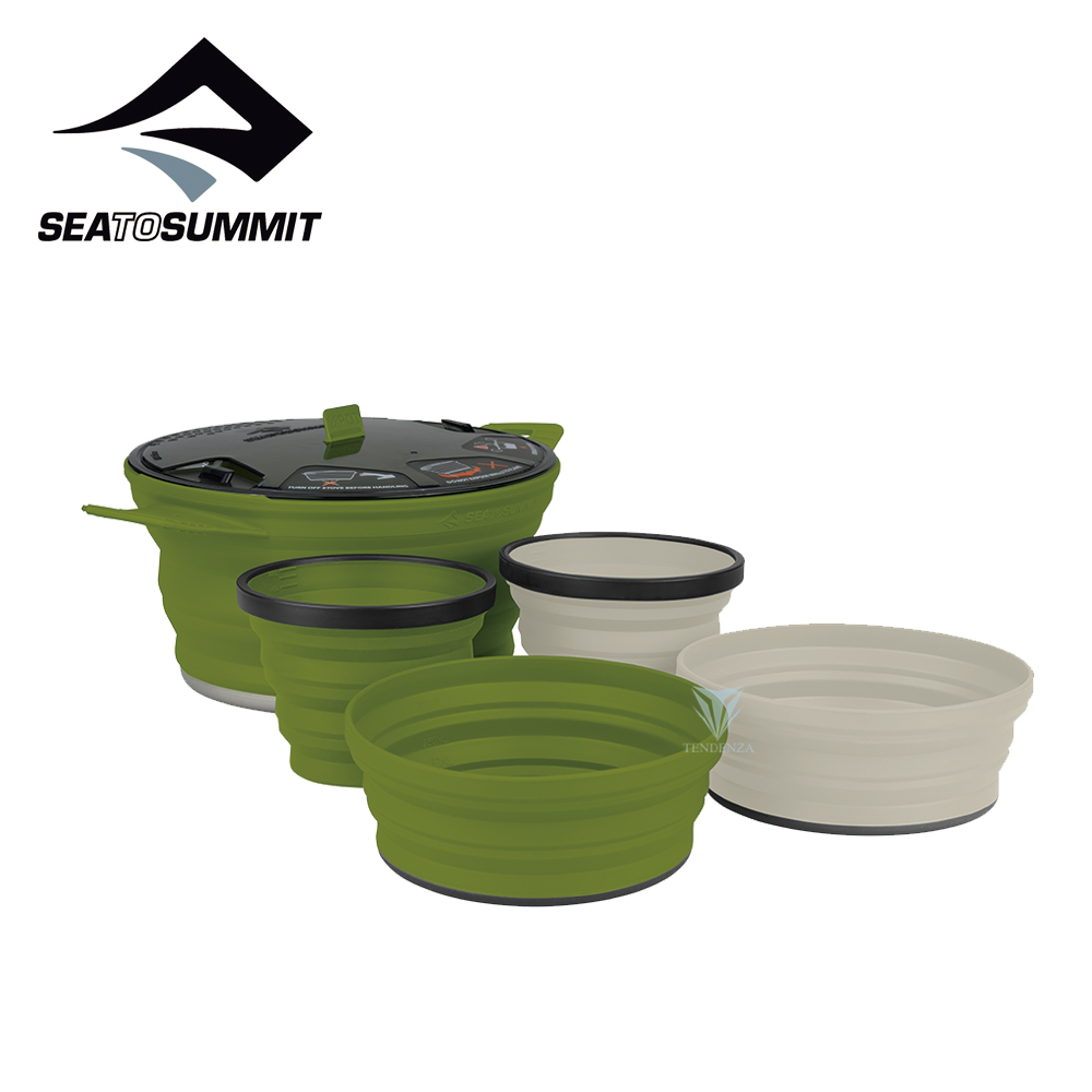 Sea to summit X-摺疊餐具組31 號(2.8L鍋、2碗、2杯) 軍綠