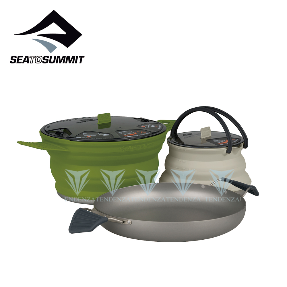 Sea to summit X-摺疊餐具組32 號(2.8L鍋、8平底鍋、1壺) 碳灰