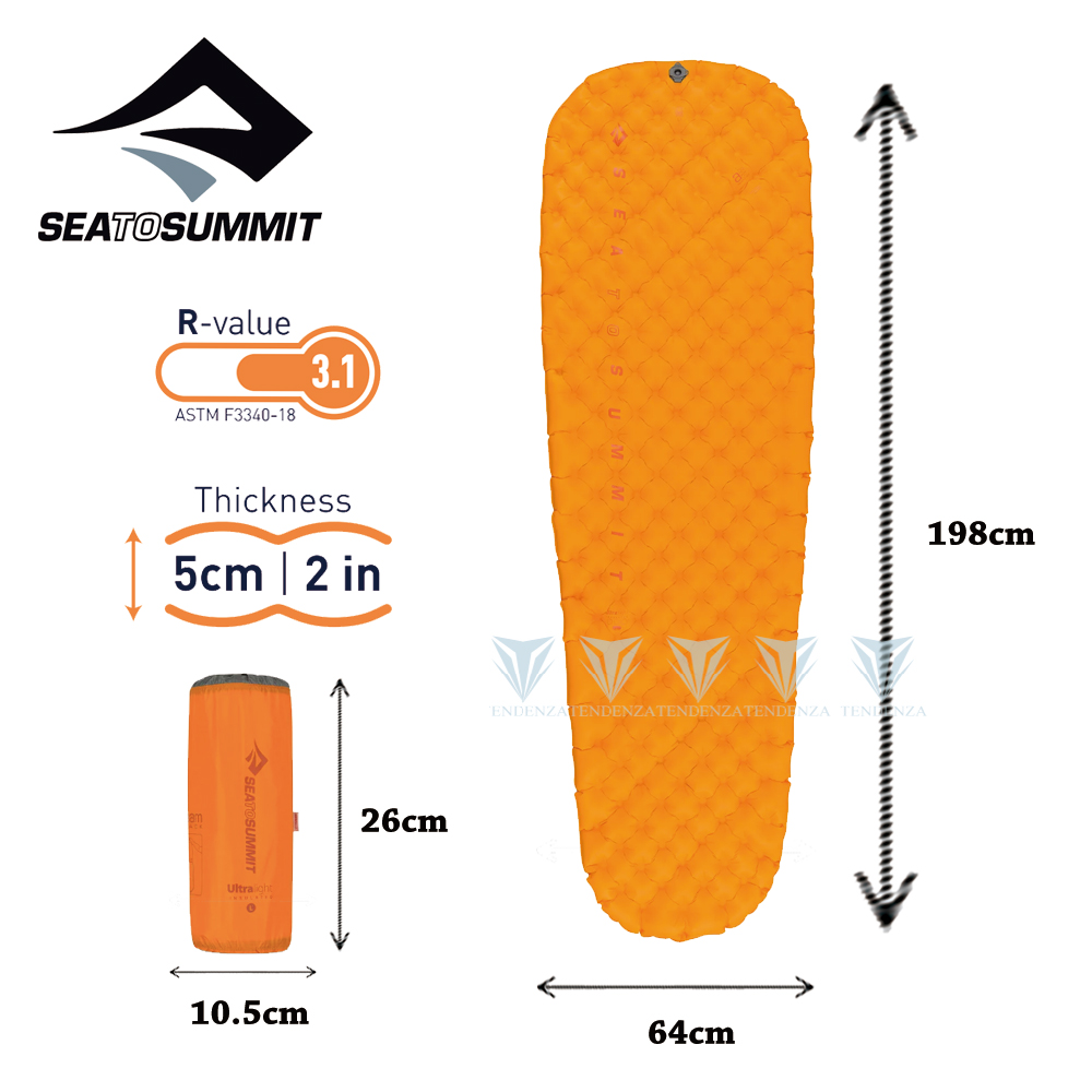 Sea to summit 超輕量系列睡墊-加強版-L-橘