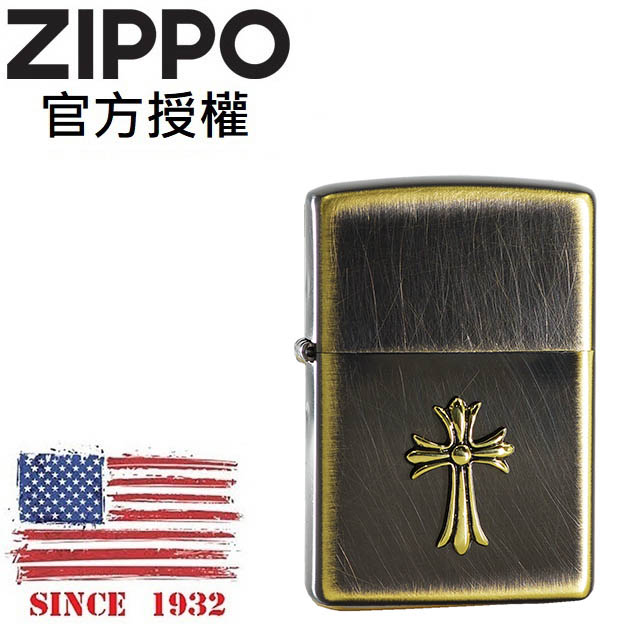 ZIPPO Used metal BSB cross 復古金色十字架防風打火機
