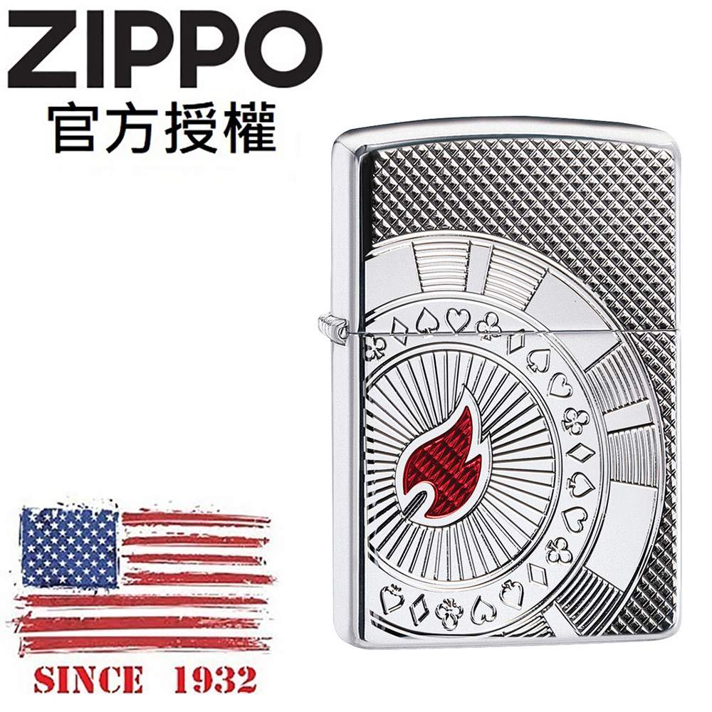 ZIPPO ArmorR Poker Chip Design 火焰撲克籌碼(加厚版)防風打火機