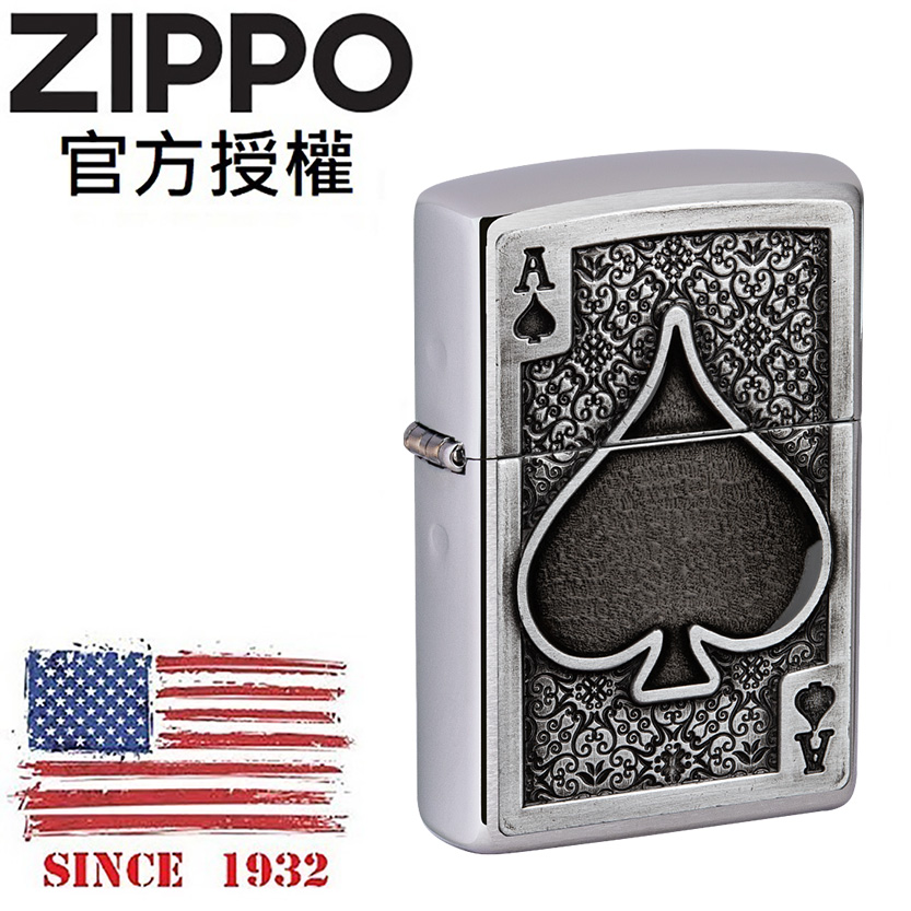 ZIPPO Ace Of Spades Emblem 黑桃王牌立體徽章防風打火機