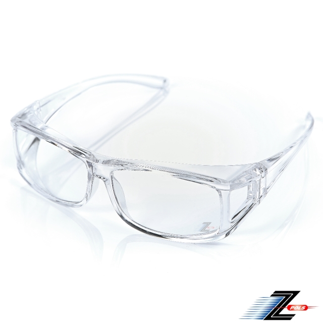 【視鼎Z-POLS】加大版可包覆眼鏡於內設計 全透明PC防爆安全鏡片 抗UV400防風眼鏡！盒裝大全配！