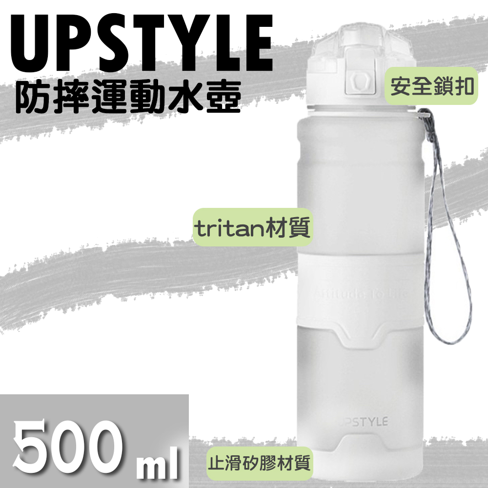 美國進口Tritan材質防摔運動水壺 500ml白色