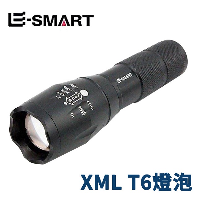 強光 變焦手電筒 XML T6 LED 燈泡 戰術手電筒 自行車燈 配USB充電器