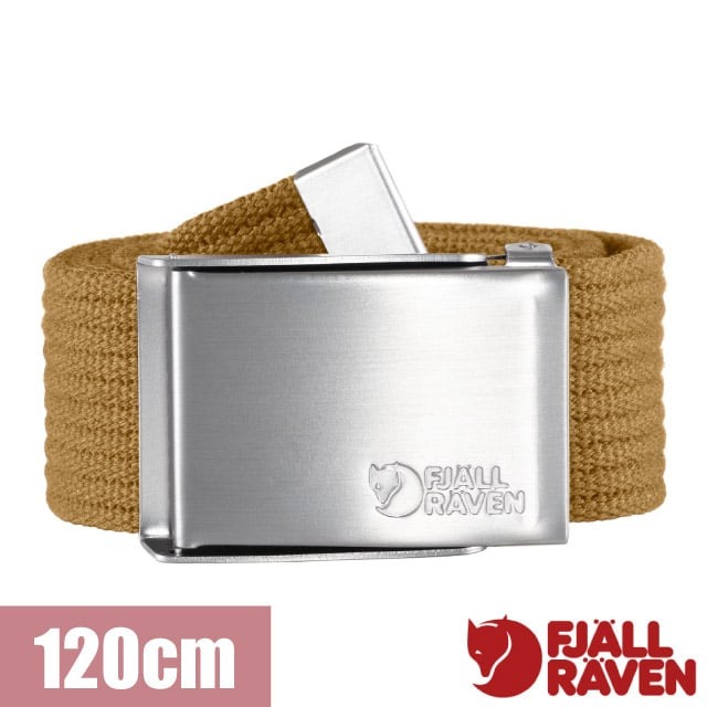 【Fjallraven 小狐狸】Canvas Belt 率性軍裝風帆布皮帶120cm.無段式調節休閒腰帶/77029-232 蕎麥棕