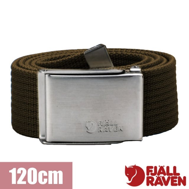 【Fjallraven 小狐狸】Canvas Belt 率性軍裝風帆布皮帶120cm.無段式調節休閒腰帶/77029-633 深橄欖