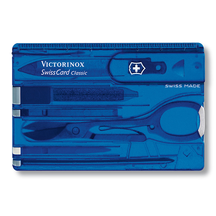 VICTORINOX 10用名片型瑞士刀-透明藍