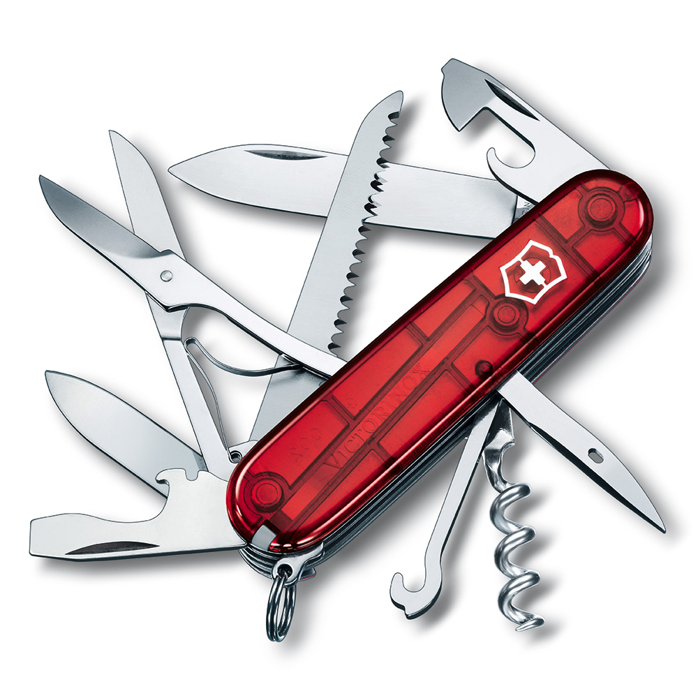 VICTORINOX 瑞士維氏狩獵者15用瑞士刀-透明紅